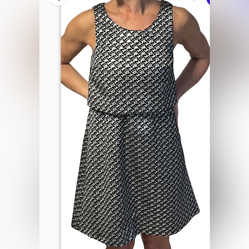 Cynthia Rowley Metallic Jacquard  A-line Sleeveless one piece overlay midi Sz 2